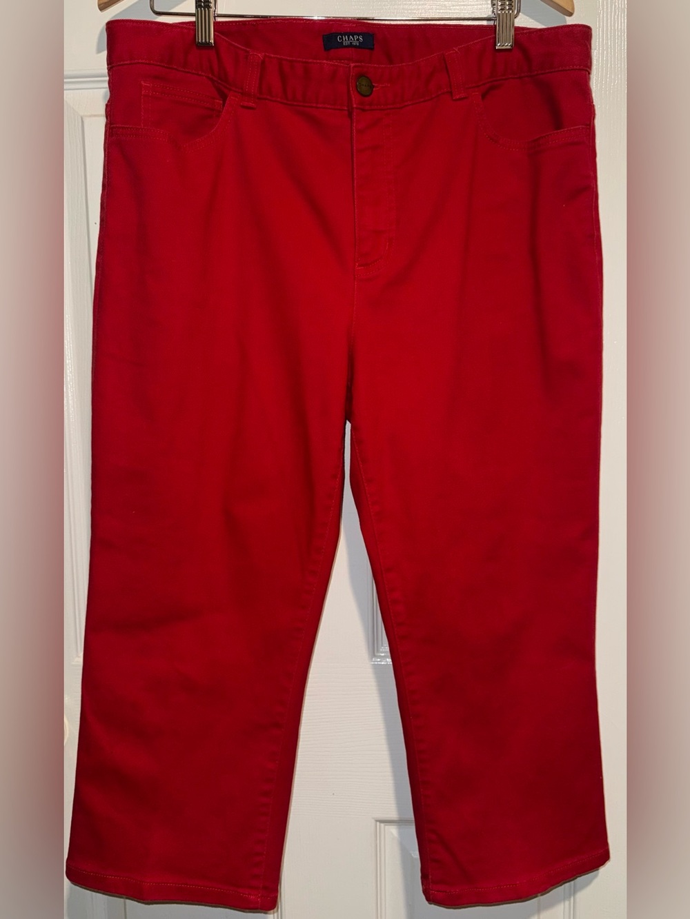 Chaps Red Denim Capri Pants Womens size 16